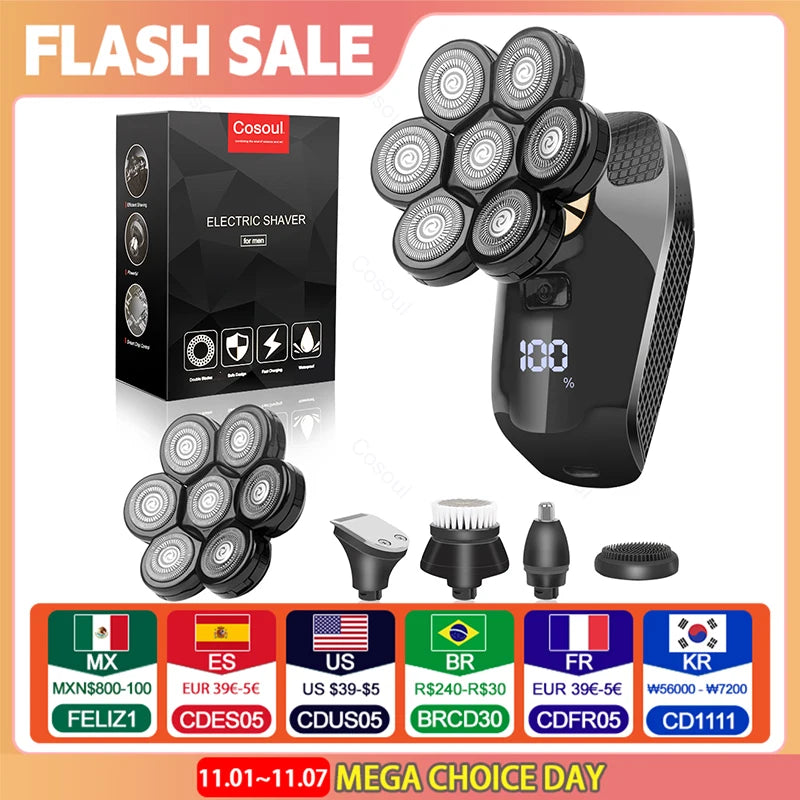 Men's Electric Bald Head & Beard Shaver